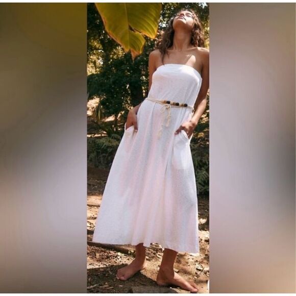 NWOT Free People Maxi Strapless Dress Beaded Detachable Belt Size Medium - Picture 1 of 7